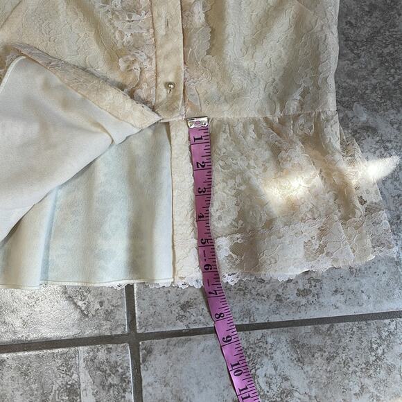 Vintage Herman Marcus Cream Lace Victorian Peplum Blouse Long Sleeves - Picture 10 of 11
